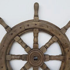 Vintage Teak Wood Captain’s Ship’s Wheel