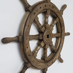 Vintage Teak Wood Captain’s Ship’s Wheel