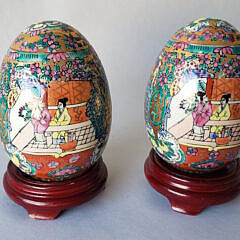 Pair of Contemporary Chinese Decorative Porcelain Eggs