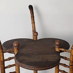 Two Antique Bamboo Side Table and Ottoman