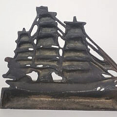 Antique Cast Bronze Figural Clipper Ship Doorstop