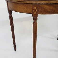 Vintage Paine Furniture Co. Boston Made Demilune Inlaid Card Table