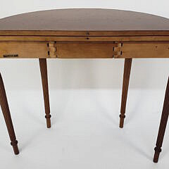 Vintage Paine Furniture Co. Boston Made Demilune Inlaid Card Table