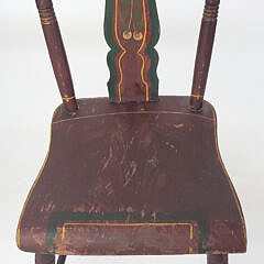 Four Pennsylvania Plank Seat Sponge Decorated Side Chairs, 19th Century