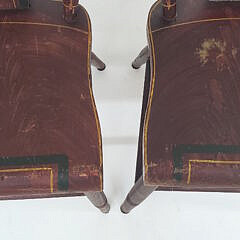 Four Pennsylvania Plank Seat Sponge Decorated Side Chairs, 19th Century