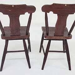 Four Pennsylvania Plank Seat Sponge Decorated Side Chairs, 19th Century