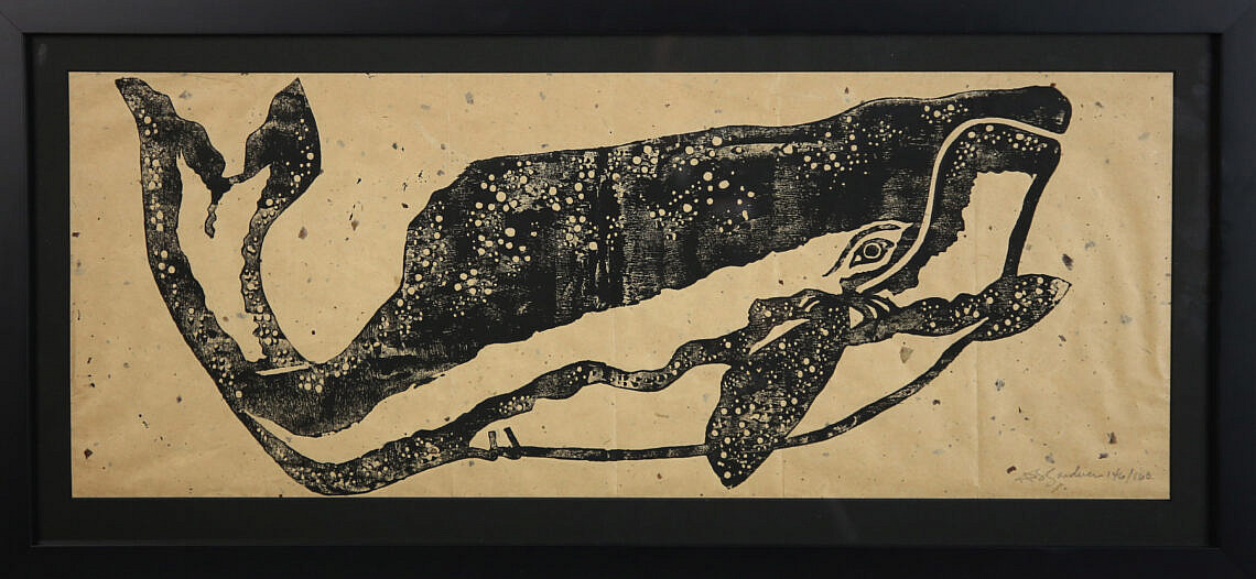 Gardner Nantucket Humpback Whale Woodblock Print - Vintage Limited
