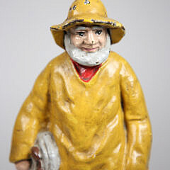 Antique Figural Cast Iron Old Salt Sailor Fisherman Doorstop