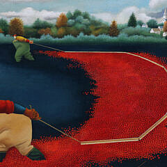 Lowell Herrero Acrylic on Canvas “Cranberry Harvest”