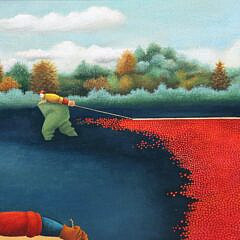 Lowell Herrero Acrylic on Canvas “Cranberry Harvest”