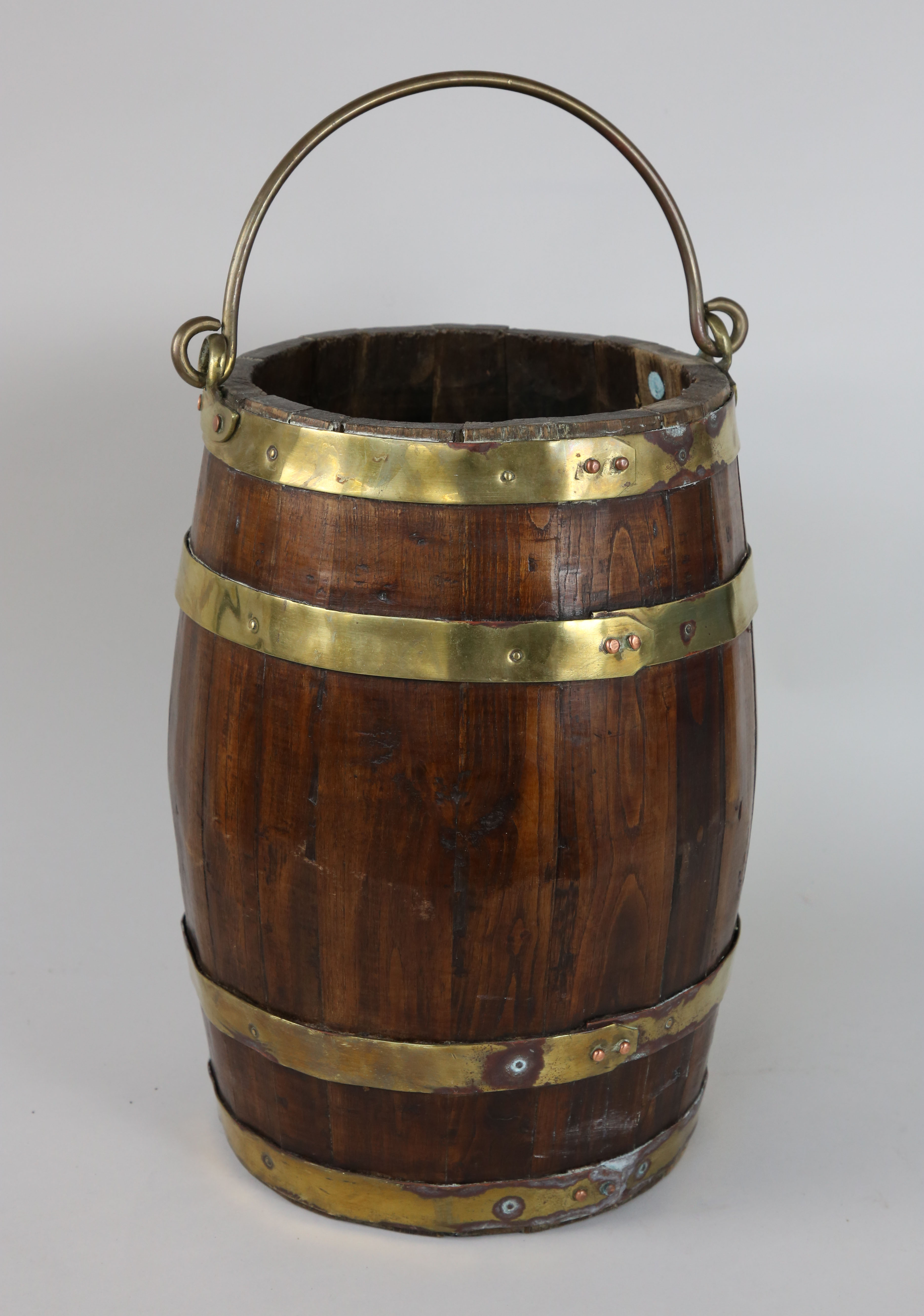 English Brass Bound Peat Bucket 19th Century English Brass Bound Peat Bucket, 19th Century