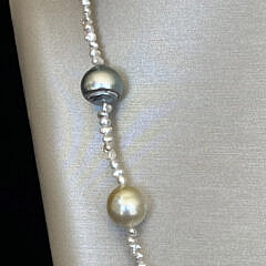 9mm-10mm South Sea, Tahitian and Keshi Pearl Necklace