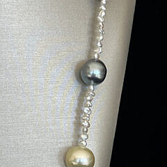 9mm-10mm South Sea, Tahitian and Keshi Pearl Necklace