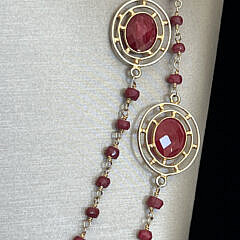 Faceted Red Ruby and Corundum Vermeil Sterling Silver Necklace