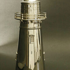 Chrome Plated Cocktail Shaker in the Form of a Lighthouse