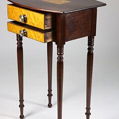 American Sheraton Bird’s Eye Maple Two Drawer Stand, 19th Century