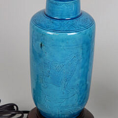 Pair of Chinese Turquoise Glazed Vases Fitted as Lamps