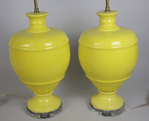 57-5090 Pair Yellow Ceramic Lamps A_IMG_5844