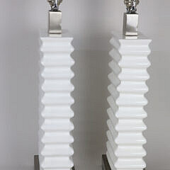 Pair of Contemporary White Ceramic Table Lamps