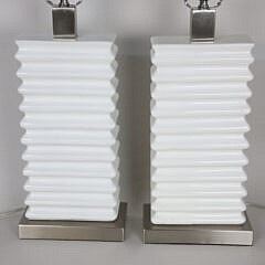 Pair of Contemporary White Ceramic Table Lamps