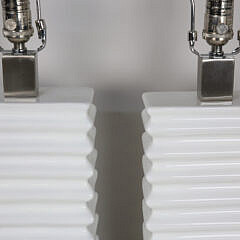 Pair of Contemporary White Ceramic Table Lamps