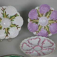 Group of Six Assorted Majolica Oyster Plates