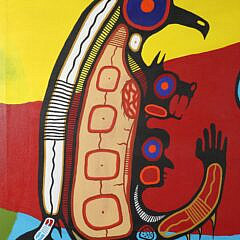 Allen Angeconeb Acrylic on Canvas “Conversation Between Shamans”