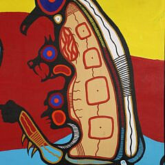 Allen Angeconeb Acrylic on Canvas “Conversation Between Shamans”