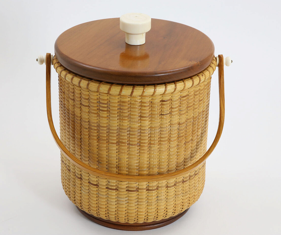 Richard Cifranic Nantucket Basket Woven Ice Bucket circa 1990 Richard