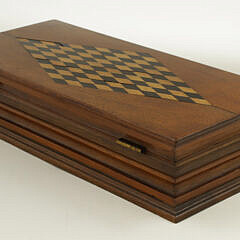 English Diamond Parquetry Inlaid Glove Box, 19th Century