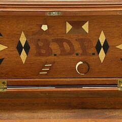 English Diamond Parquetry Inlaid Glove Box, 19th Century