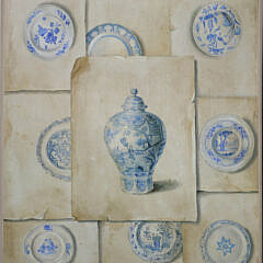 Pair of Fabrice De Villeneuve Trompe L’Oeil Prints of Delft China