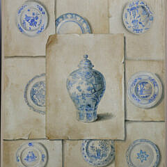 Pair of Fabrice De Villeneuve Trompe L’Oeil Prints of Delft China