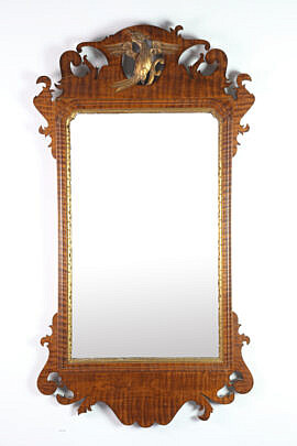 2724-955 Chippendale Tiger Maple Mirror A_7238 2