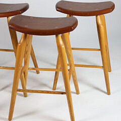 Set of Four Stephen Swift Cherry and Ash Bar Stools, circa 2003