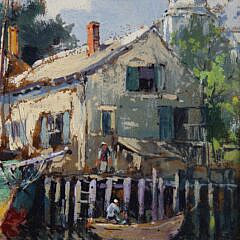 Arthur V. Diehl Oil on Artist Board “Provincetown from the Quary”