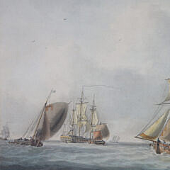 William Anderson Watercolor and Ink on Paper “Shipping off the Dutch Coast”