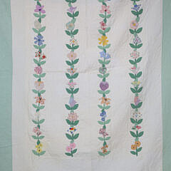 Vintage Floral Vines Applique Quilt, circa 1930s