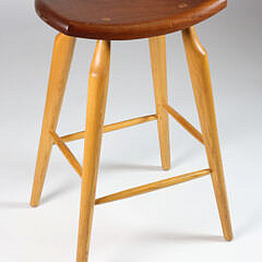 Set of Four Stephen Swift Cherry and Ash Bar Stools, circa 2003