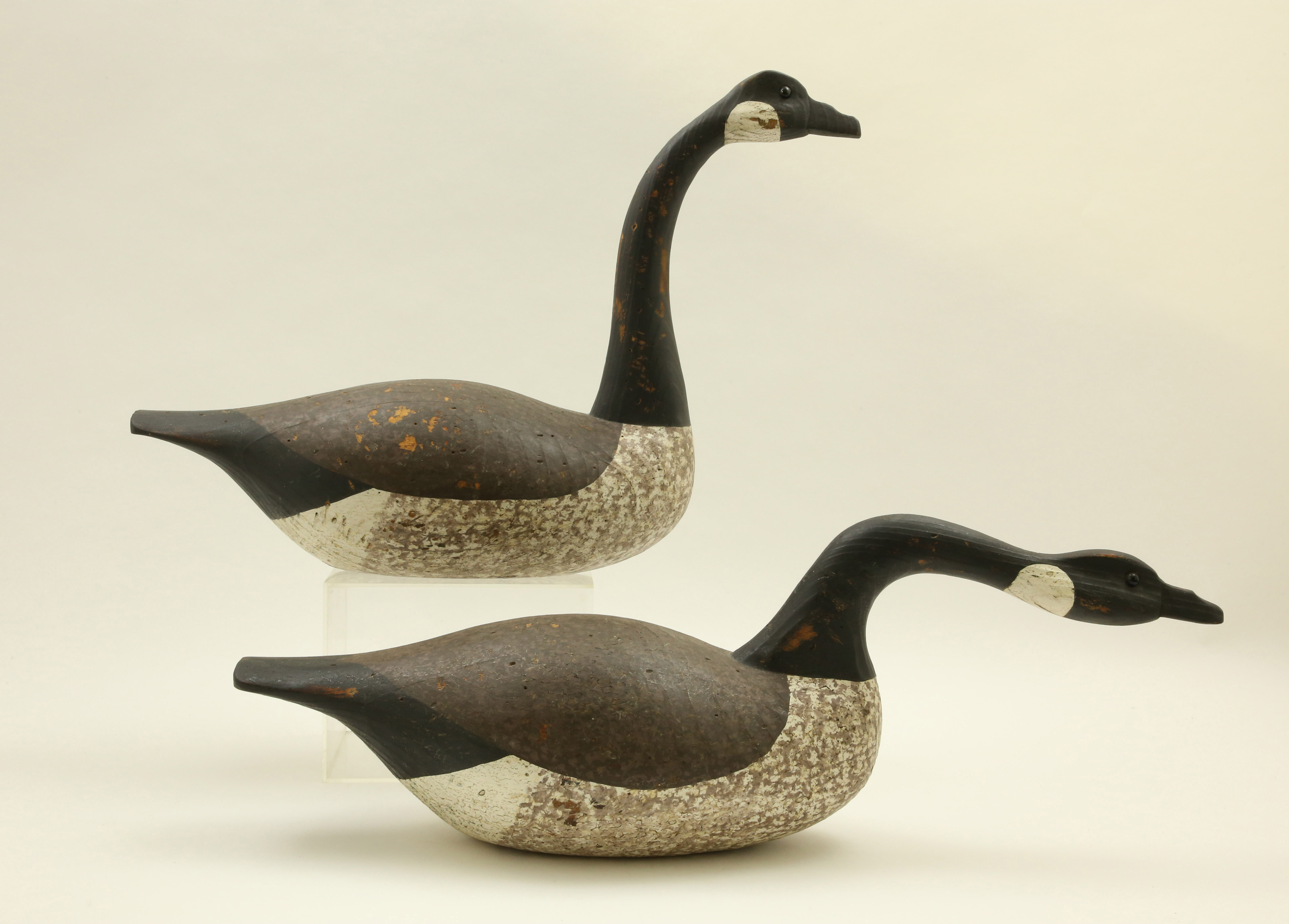 Two Hollow Body Carved Geese Decoys circa 2002 Two Hollow Body Carved
