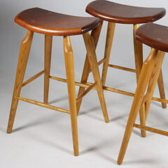 Set of Four Stephen Swift Cherry and Ash Bar Stools, circa 2003