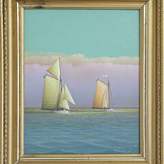 George Nemethy Oil on Artist Board “Sailing Side by Side”
