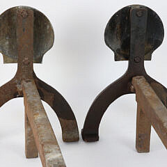 Pair of Vintage Brass Scallop Shell Andirons, 19th Century