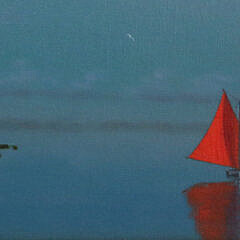 Robert Stark Jr. Oil on Canvas “Lone Red Sail Off Headland”