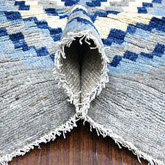 Gray and Blue Moroccan Berber Organic Wool Oriental Rug with a Boujaad Design