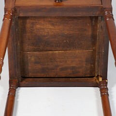 American Sheraton Cherry One Drawer Work Stand on Turned Legs, 19th Century