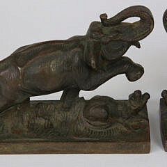 Vintage Pair of Cast Bronze Elephant Bookends