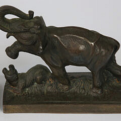 Vintage Pair of Cast Bronze Elephant Bookends