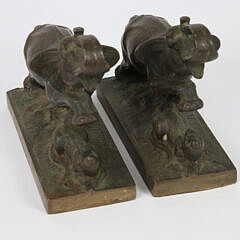 Vintage Pair of Cast Bronze Elephant Bookends