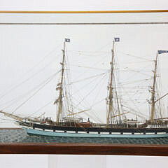 Fine Waterline Model of the British Iron Clipper Ship “Commonwealth” in Glass Case